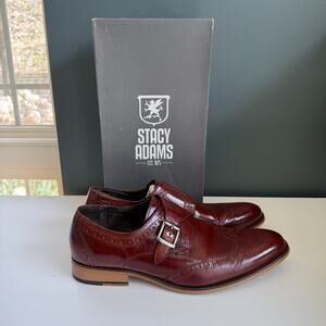 Stacy Adams Stratford Cognac Leather Monkstrap Dress Shoe 10M